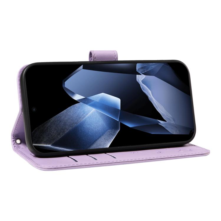 Funda de Cuero con Tapa para OnePlus 13 con Patrón en Relieve Diente de León (Morado)