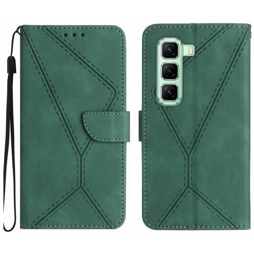 Funda Cuero con Relieve y Costuras para Teléfono Infinix Hot 50 Pro 4G (Verde)