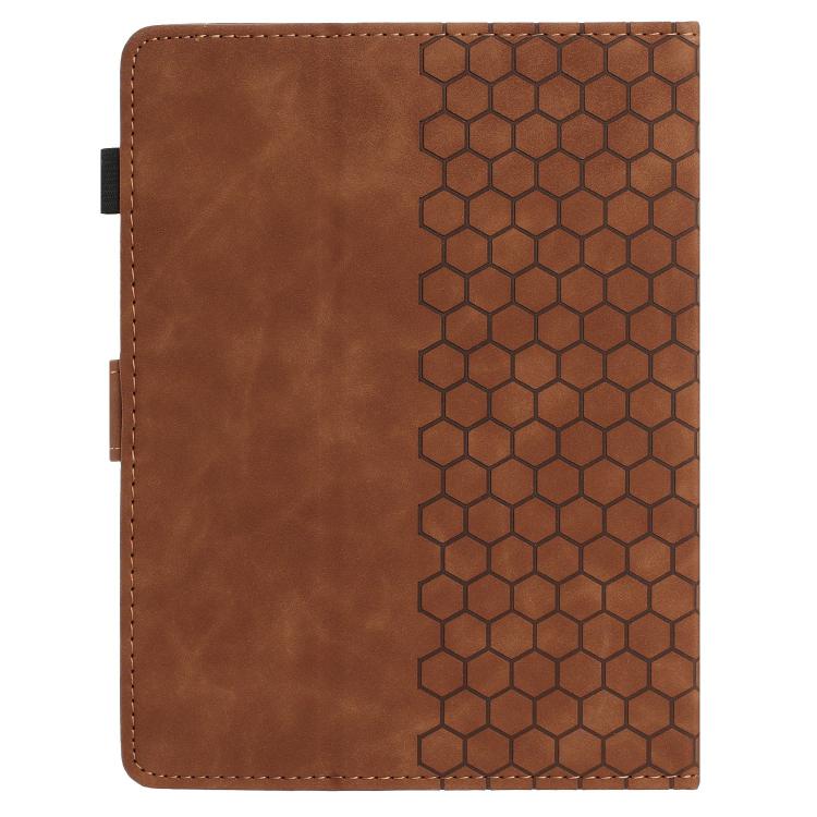 Funda para Tableta Inteligente Cuero Relieve Panal 8 Pulgadas (Marrón)
