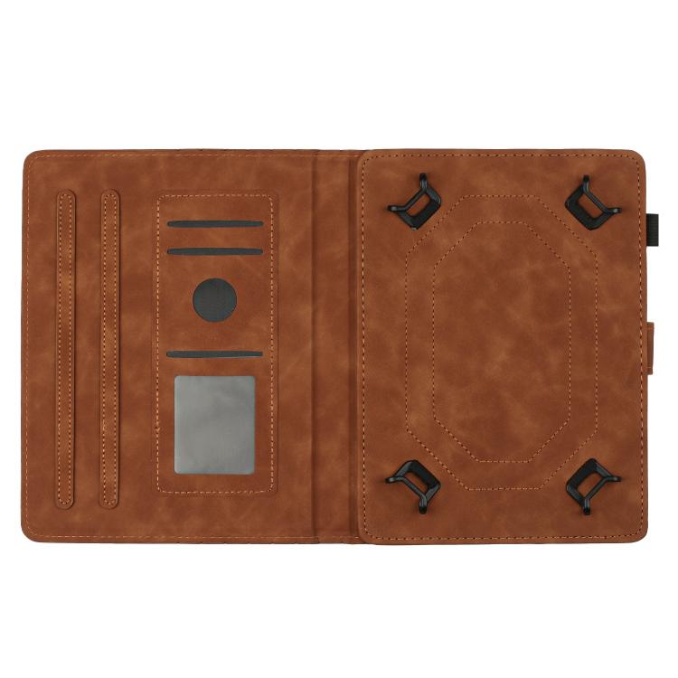 Funda para Tableta Inteligente Cuero Relieve Panal 8 Pulgadas (Marrón)