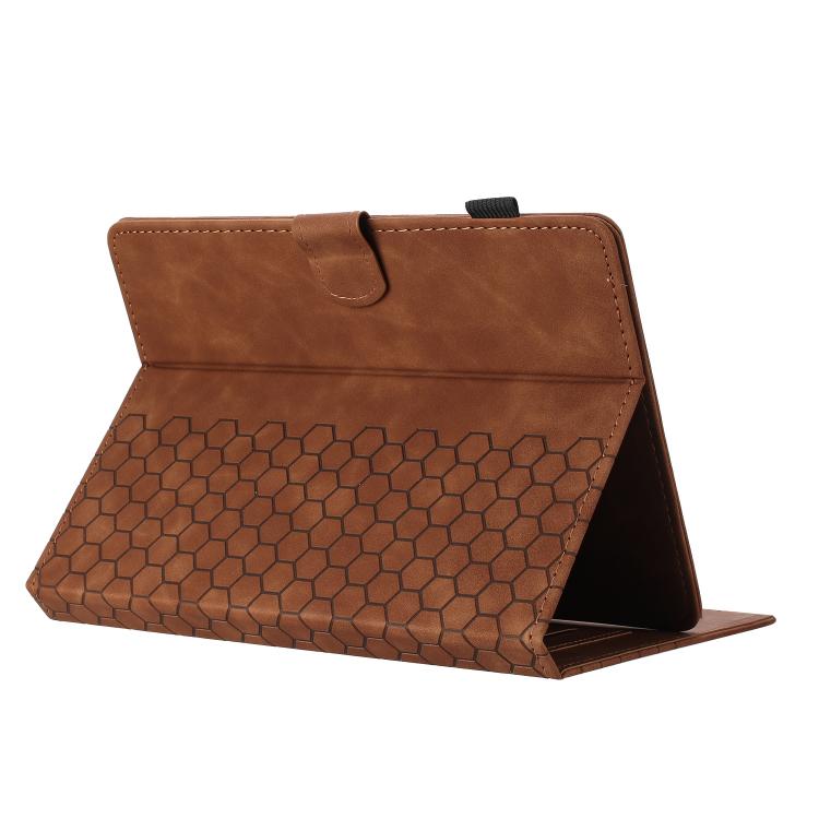 Funda para Tableta Inteligente Cuero Relieve Panal 8 Pulgadas (Marrón)