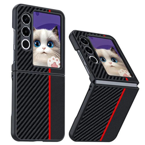 Funda Fibra de Carbono para ZTE Nubia Flip2 (Negro y Rojo)