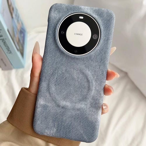 Funda Magnética de PC y PU para Huawei Mate 60 Denim Magsafe (Azul Grisáceo)