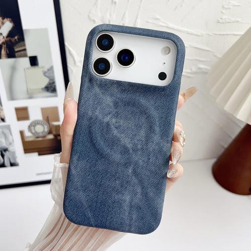Funda magnética de PC y PU para iPhone 17 Pro Denim MagSafe (azul oscuro)