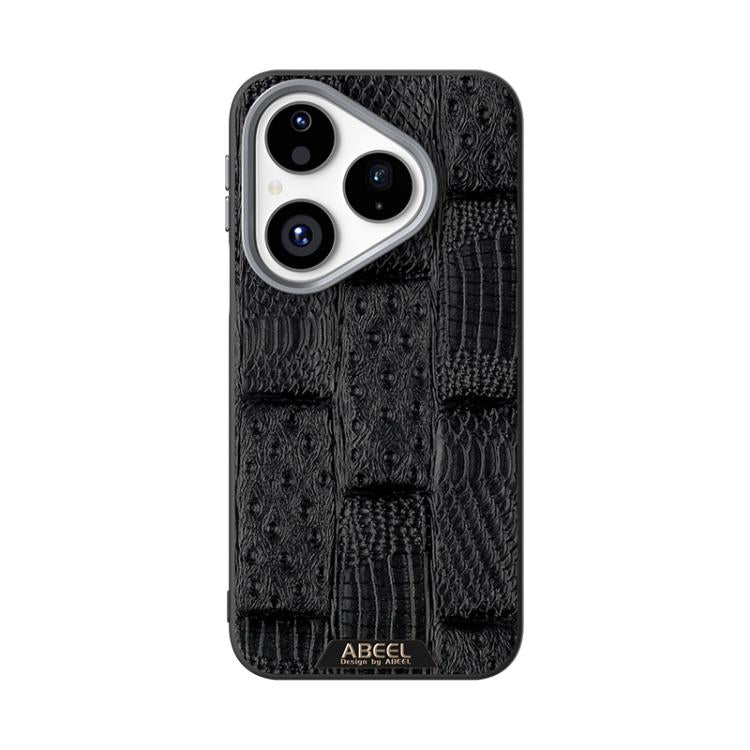 Para Huawei Pura 80 5G ABEEL Beast Pattern 6D Funda para teléfono de cuero genuino MagSafe con microrrelieve (negro)