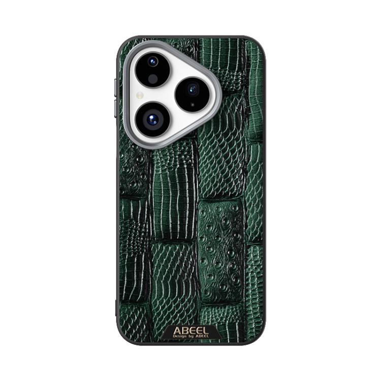 Para Huawei Pura 80 5G ABEEL Beast Pattern 6D Funda para teléfono de cuero genuino MagSafe con microrrelieve (verde)