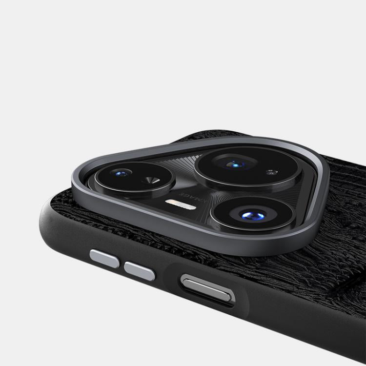 Funda de piel auténtica con diseño de bestia ABBEEL 6D y micrograbado MagSafe para Huawei Pura 80 Pro 5G / 80 Pro+ 5G (marrón)