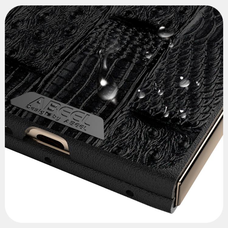 Funda de Piel Auténtica Magsafe con Micrograbado 6D y Diseño Abeel Beast para Huawei Mate X5 (Azul)