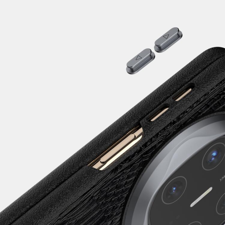 Funda de Piel Auténtica Magsafe con Micrograbado 6D y Diseño Abeel Beast para Huawei Mate X5 (Azul)