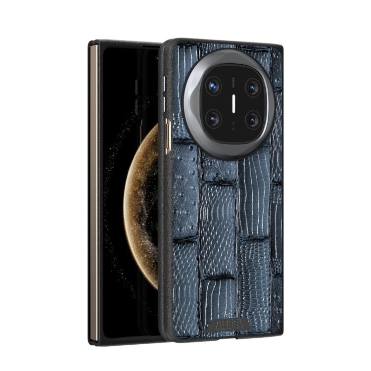 Funda de Piel Auténtica Magsafe con Micrograbado 6D Abeel Beast Pattern para Huawei Mate X6 (Azul)