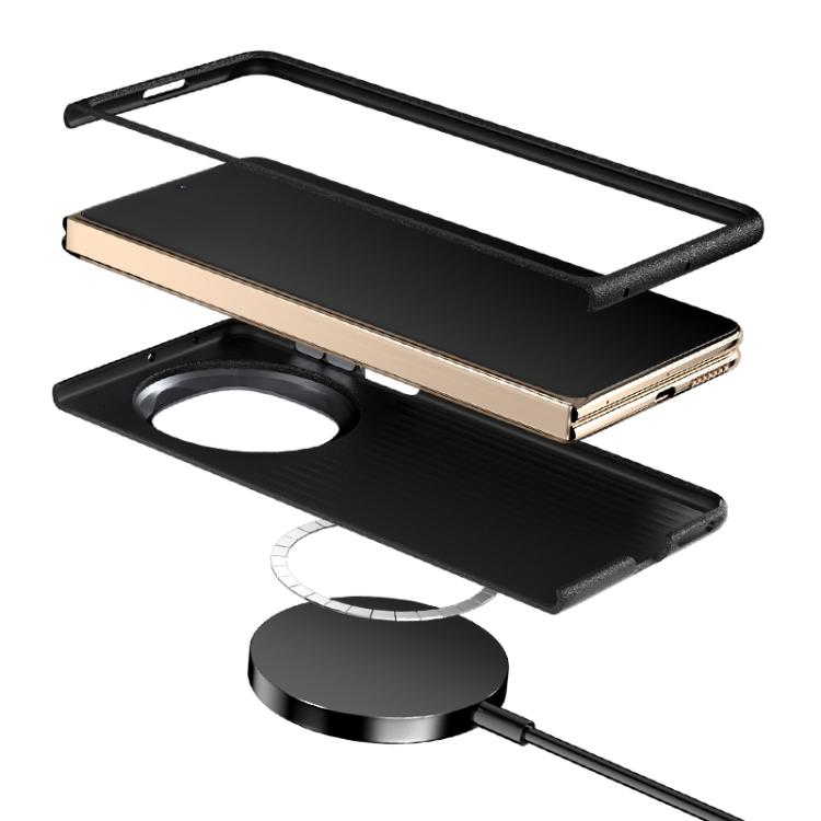 Funda de Piel Auténtica Magsafe con Micrograbado 6D Abeel Beast Pattern para Huawei Mate X6 (Azul)