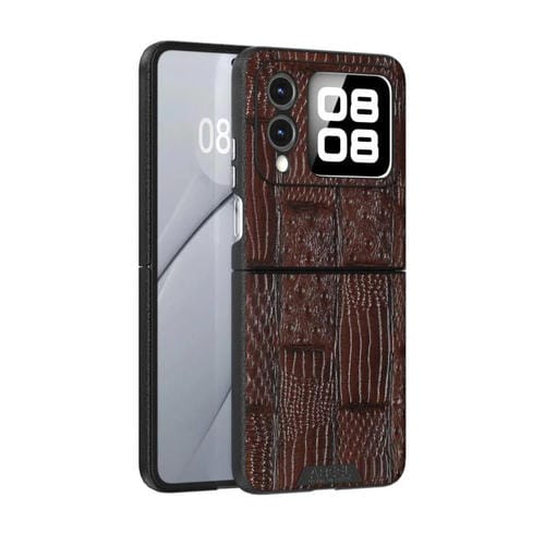 Funda Huawei Nova Flip Abeel Beast Pattern 6D Cuero Genuino Magsafe con Microrrelieve (Marrón)