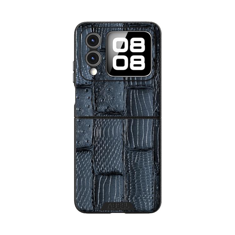 Funda de Piel Auténtica Magsafe para Huawei Nova Flip con Micrograbado 6D (Azul)