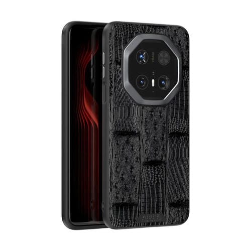 Funda de Piel Auténtica con Micrograbado 6D para Huawei Mate 70 Rs Ultimate con Diseño Abeel Beast (Negro)
