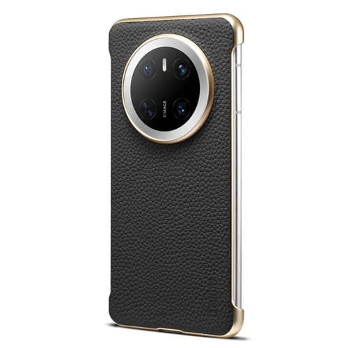 Funda Magsafe sin Marco Huawei Mate 70 Denior A20 Piel Auténtica Textura Lichi (Negro)