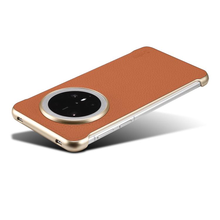 Funda Magsafe sin Marco Huawei Mate 70 Pro Denior A20 Piel Auténtica Textura de Lichi (Marrón)