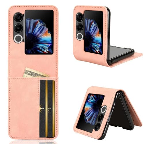 Funda Plegable para ZTE Nubia Flip2 con Ranura para Tarjetas y Diseño de Piel (Rosa)