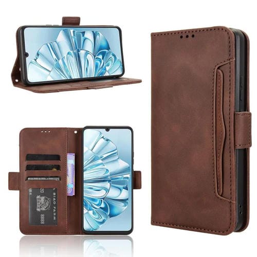 Funda de Piel Textura de Becerro con Ranuras para Tarjetas para Cubot A20 (Marrón)