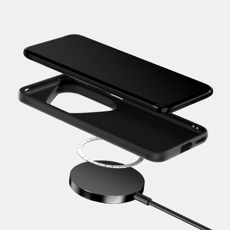 Funda de cuero con micro relieve MagSafe 6D para Huawei Pura 80 5G (marrón)
