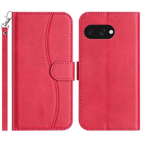 Funda de Cuero con Doble Pliegue en Forma de S para Google Pixel 9A (Rosa)