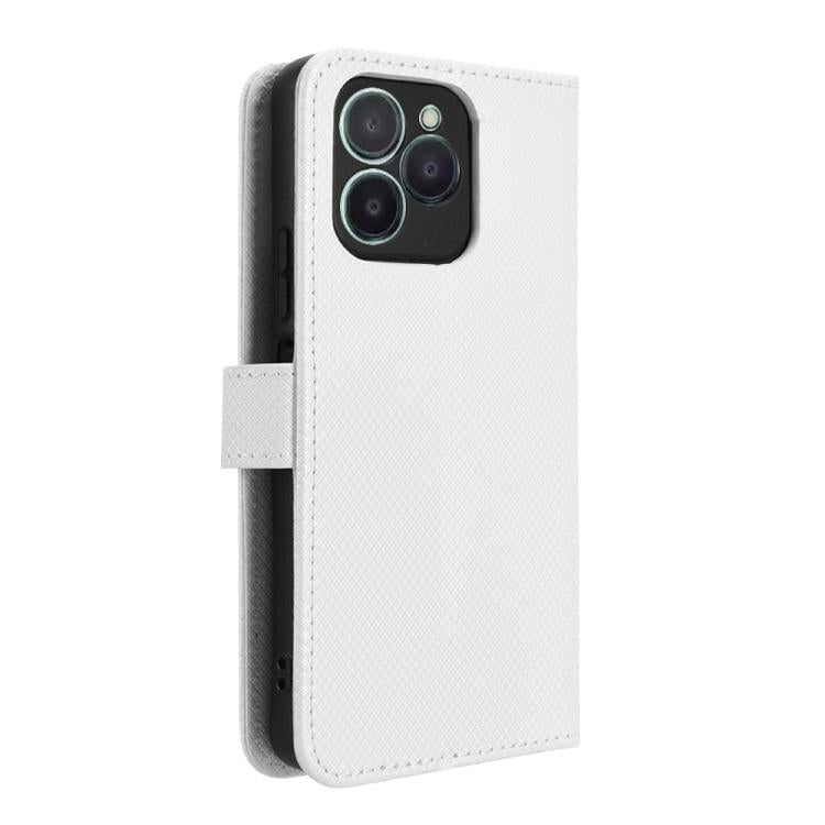 Funda de Cuero para Fossibot S1 5G con Textura de Diamante (Blanca)