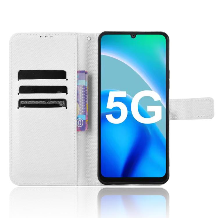 Funda de Cuero para Fossibot S1 5G con Textura de Diamante (Blanca)