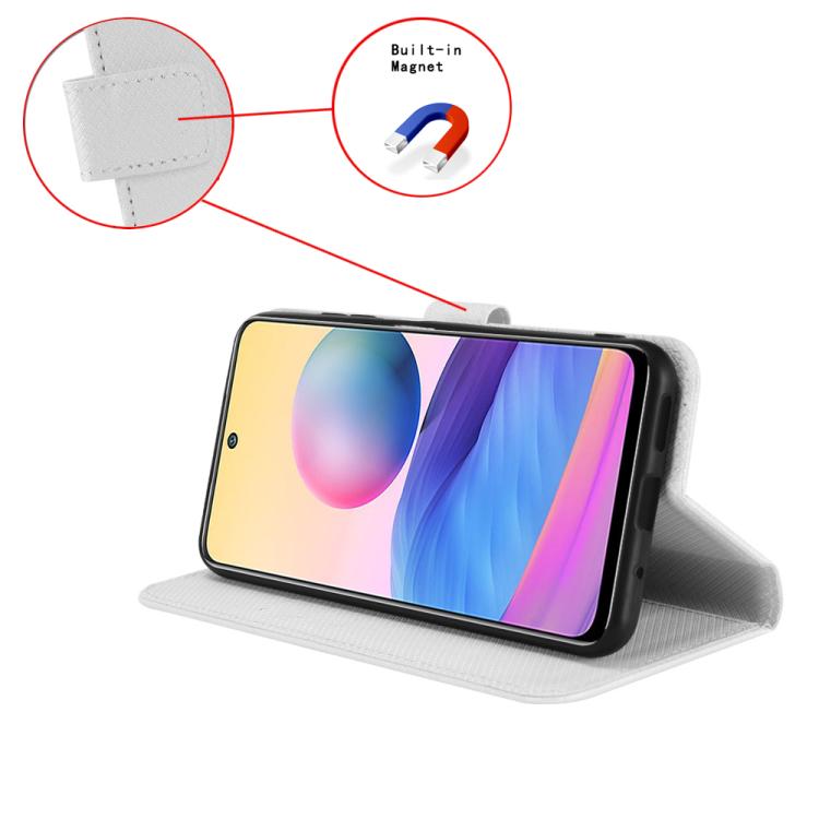 Funda de Cuero para Fossibot S1 5G con Textura de Diamante (Blanca)