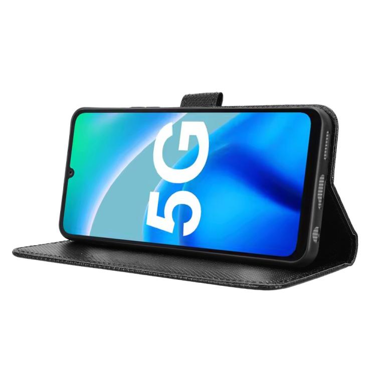 Funda de Cuero para Fossibot S1 5G con Textura de Diamante (Negra)