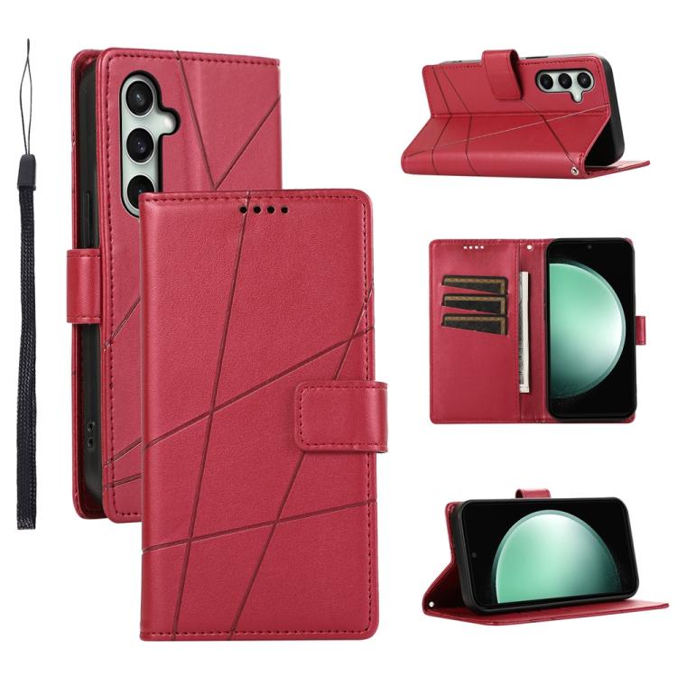 Funda de piel sintética con textura en relieve para Samsung Galaxy S25 FE 5G (roja)