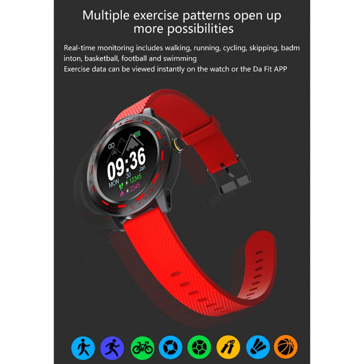 Reloj Inteligente S18 1.3 Pulgadas TFT Pantalla IP67 Monitor Sueño Frecuencia Cardíaca Presión Arterial (Negro Rojo)