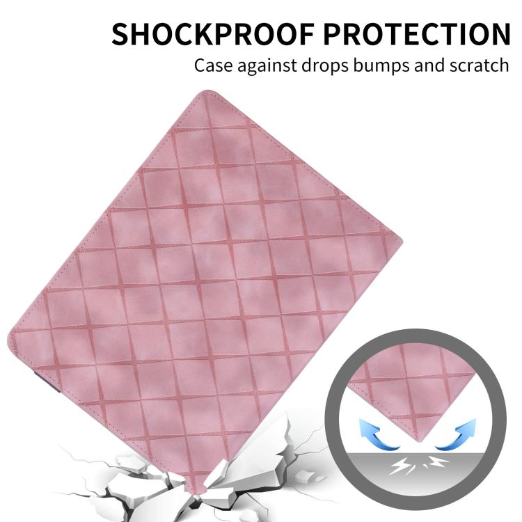 Funda de cuero con relieve de rombos para Xiaomi Redmi Pad 2 (rosa)