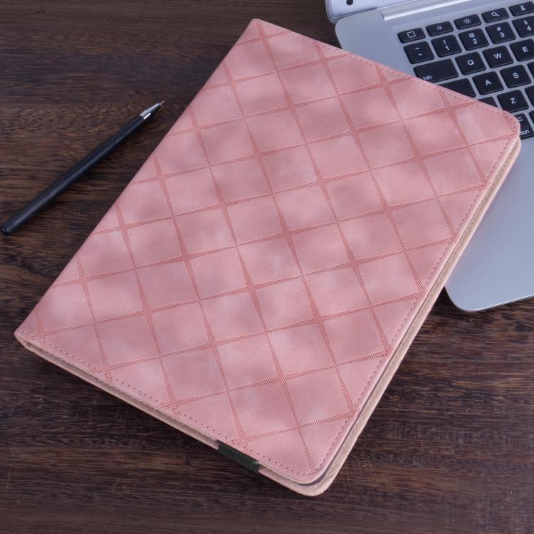 Funda de cuero con relieve de rombos para Xiaomi Redmi Pad 2 (rosa)