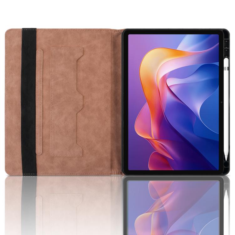 Funda de cuero con relieve de rombos para Xiaomi Redmi Pad 2 (marrón)