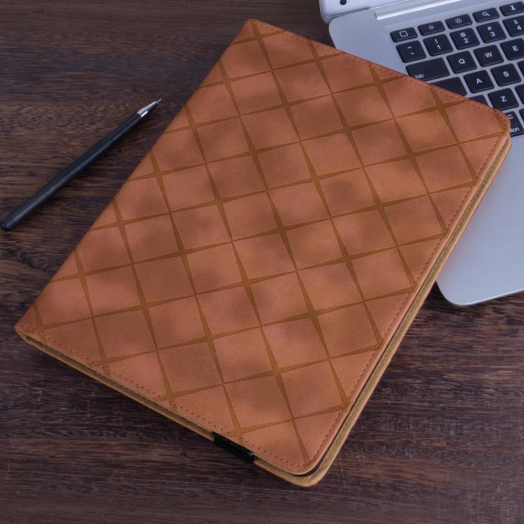 Funda de cuero con relieve de rombos para Xiaomi Redmi Pad 2 (marrón)
