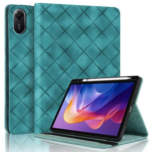Funda de cuero con relieve de rombos para Xiaomi Redmi Pad 2 (verde)