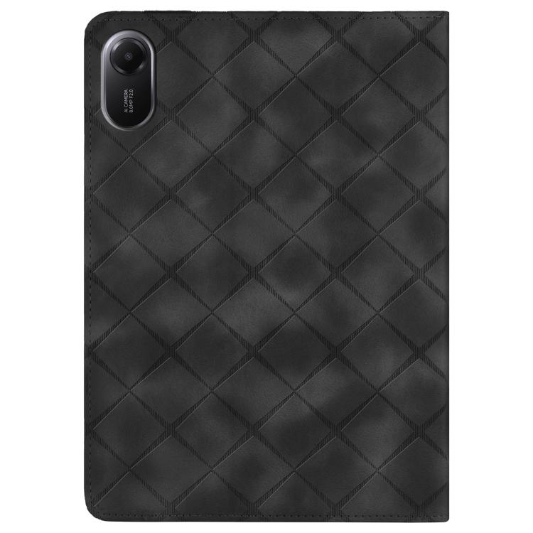 Funda de cuero con relieve de rombos para Xiaomi Redmi Pad 2 (negra)