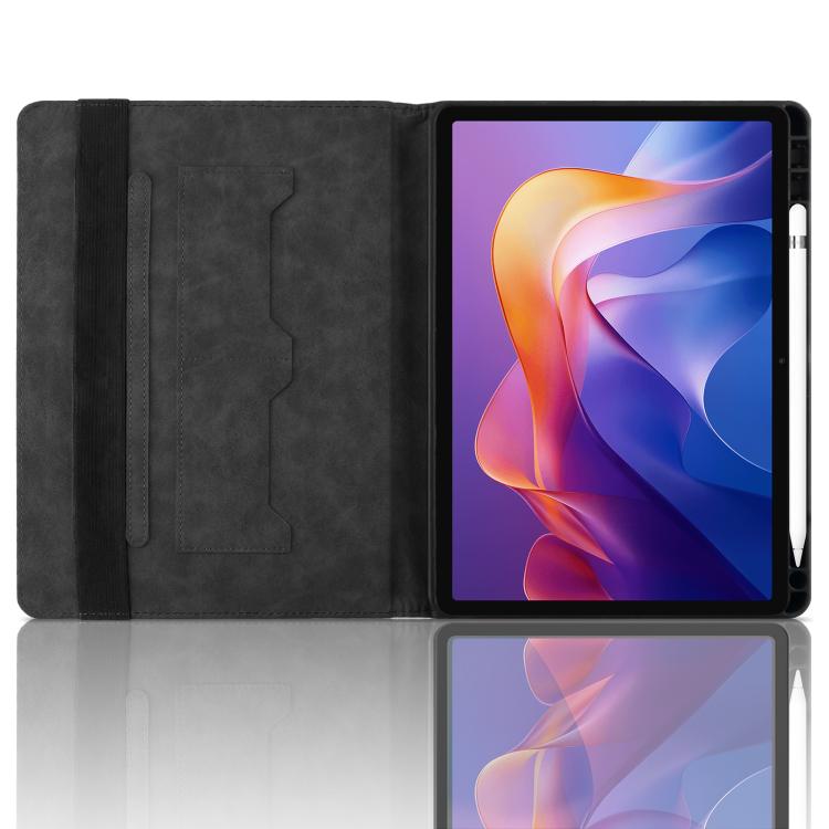 Funda de cuero con relieve de rombos para Xiaomi Redmi Pad 2 (negra)