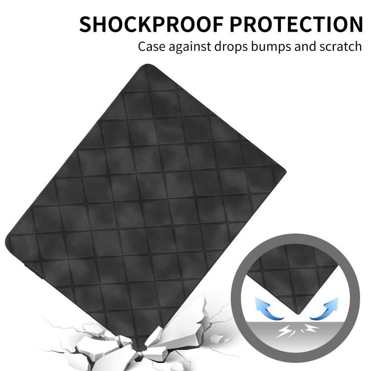 Funda de cuero con relieve de rombos para Xiaomi Redmi Pad 2 (negra)