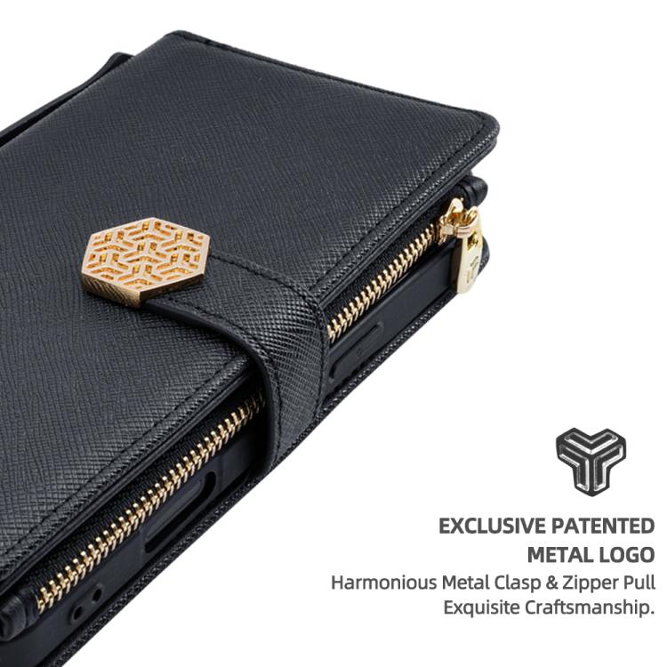 Funda de Cuero con Textura Cruzada y Asa Cruzada para Oppo A3X 5G (Negro)