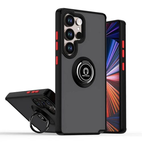 Funda de TPU + PC con anillo para Samsung Galaxy S25 Ultra 5G Q Shadow 1 Series (negro y rojo)