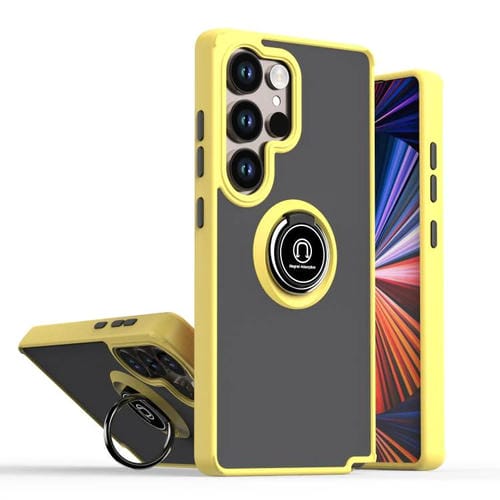 Funda de TPU + PC con anillo para Samsung Galaxy S25 Ultra 5G Q Shadow 1 Series (amarilla)