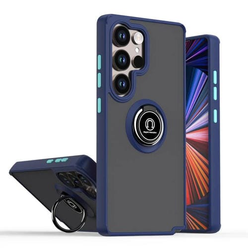 Funda de TPU + PC con anillo para Samsung Galaxy S25 Ultra 5G Q Shadow 1 Series (azul rey)