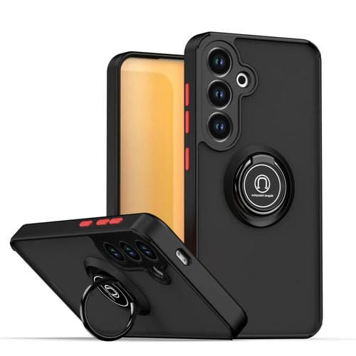 Funda de TPU + PC con anillo para Samsung Galaxy S25/S24 5G Q Shadow 1 Series (negro y rojo)