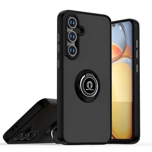 Funda de TPU + PC con anillo para Samsung Galaxy S24 FE 5G Q Shadow 1 Series (negro)