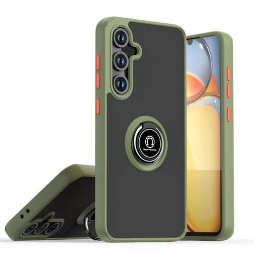 Funda de TPU + PC con anillo para Samsung Galaxy S24 FE 5G Q Shadow 1 Series (verde militar)