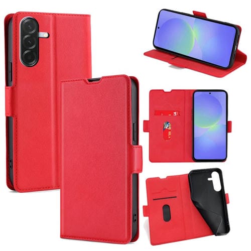Funda de cuero ultrafina con hebilla lateral y tapa horizontal para Samsung Galaxy A36 5G (roja)