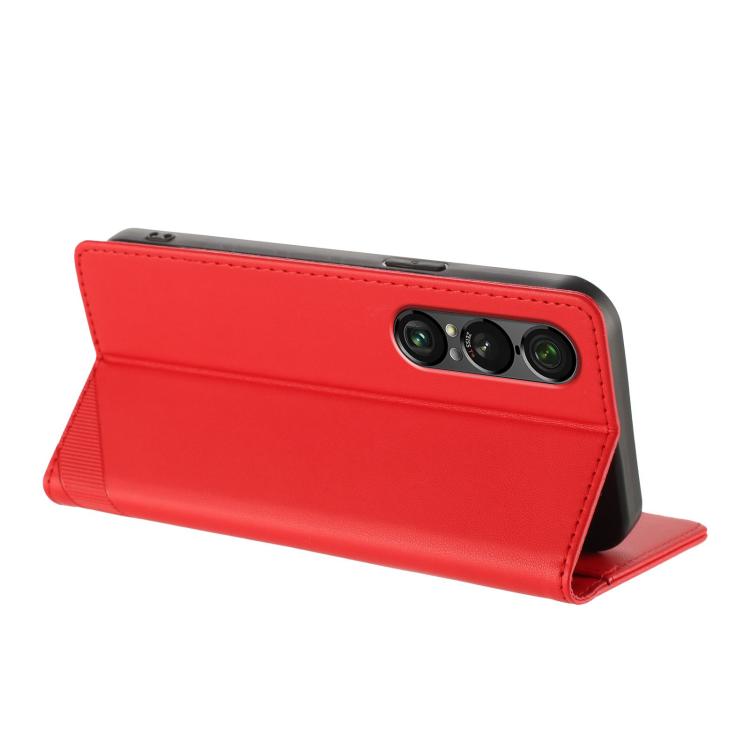 Funda de cuero retro con relieve para Sony Xperia 1 VII (rojo)