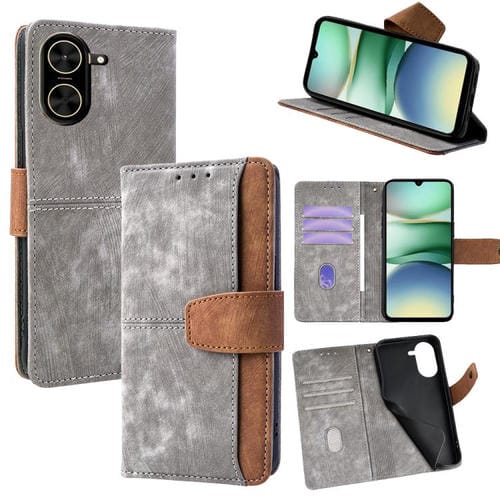 Funda de cuero con textura de piel y bloqueo RFID para Redmi A5 4G (171,7 mm, gris)