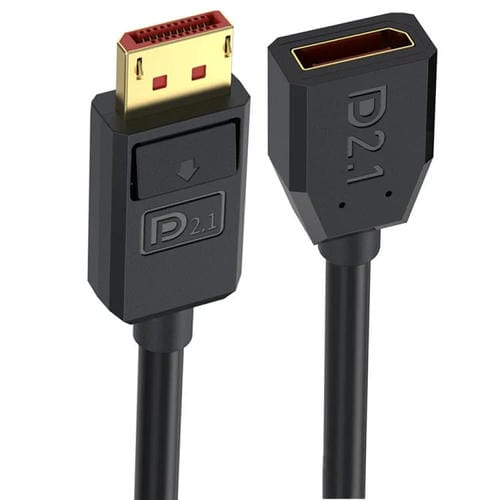 Cable Adaptador Extensión DisplayPort DP2.1 Macho a Hembra 52 Gbps 16K 30 Hz 15 cm (Negro)