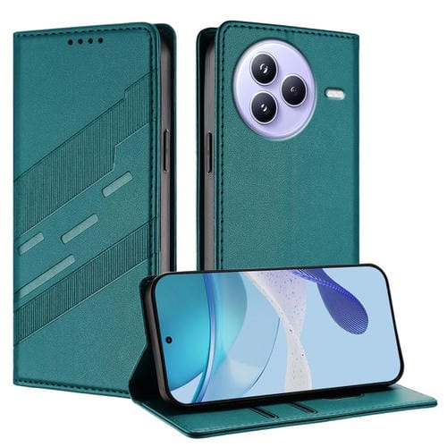 Funda de cuero retro con relieve para Xiaomi Civi 5 Pro (verde oscuro)